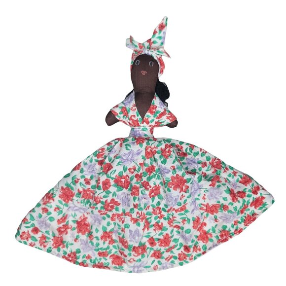 Handmade African American Cloth Dolls In Colorful Dresses one doll flip skirt - Picture 2 of 3